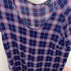 Torrid pink and navy button back top